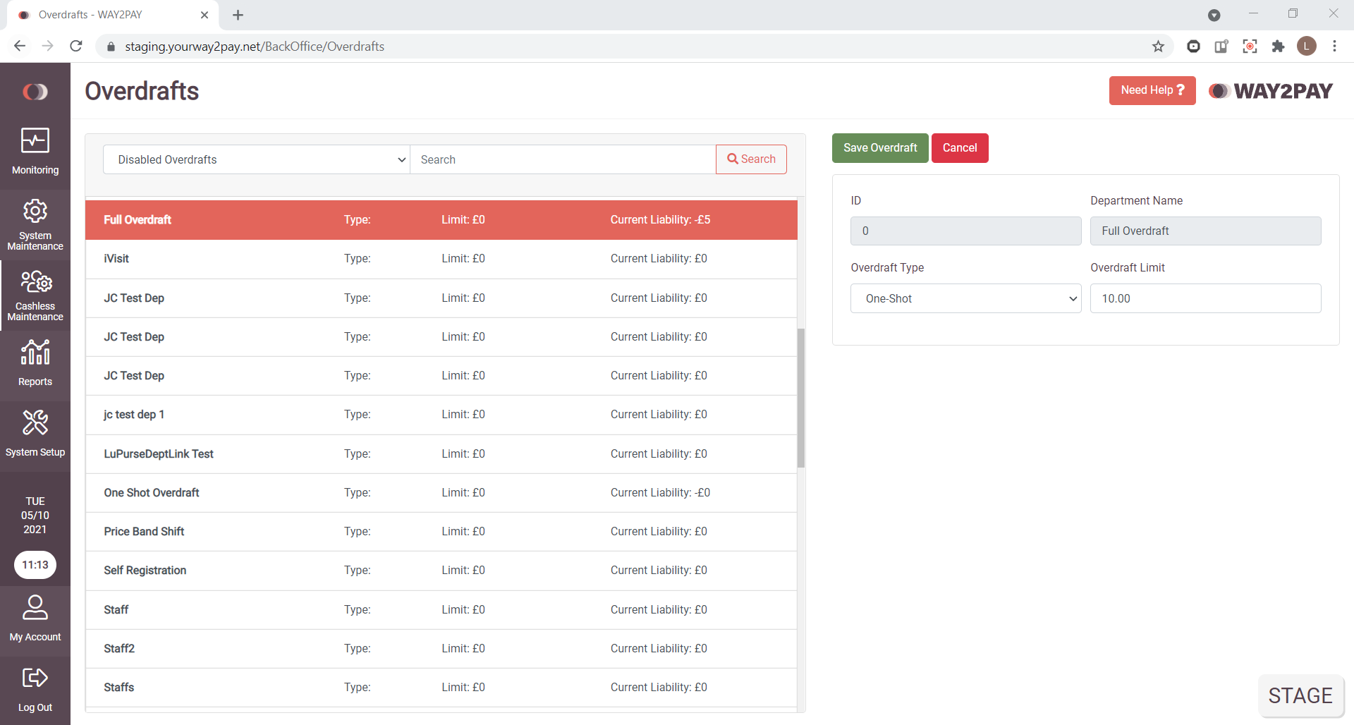 How do I turn on a Cashless overdraft? – WAY2PAY Support Site